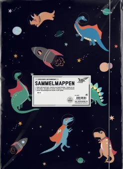 Kulmakuminauhakansio A3 Space Dino kuminauhalla