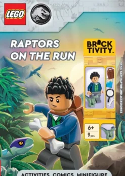 LEGO® Jurassic World™: Raptors on the Run Activity Book (with Kenji minifigure, baby raptor and accessories)