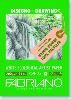 Piirustuslehtiö A4/50 200g kierrätyspaperia, Fabriano