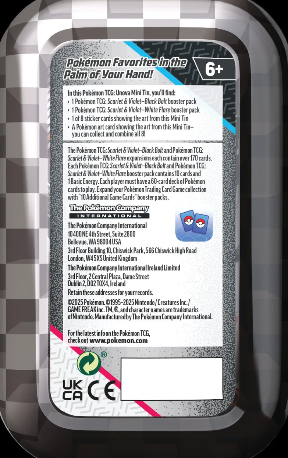 Pokémon Mini Tin SV10.5 Black Bolt & White Flare Tin keräilykortit