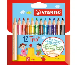 Puuvärikynä Stabilo Trio 12 väriä lyhyt
