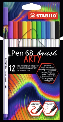 Sivellinkynä Stabilo Pen 68 brush Arty 12kpl