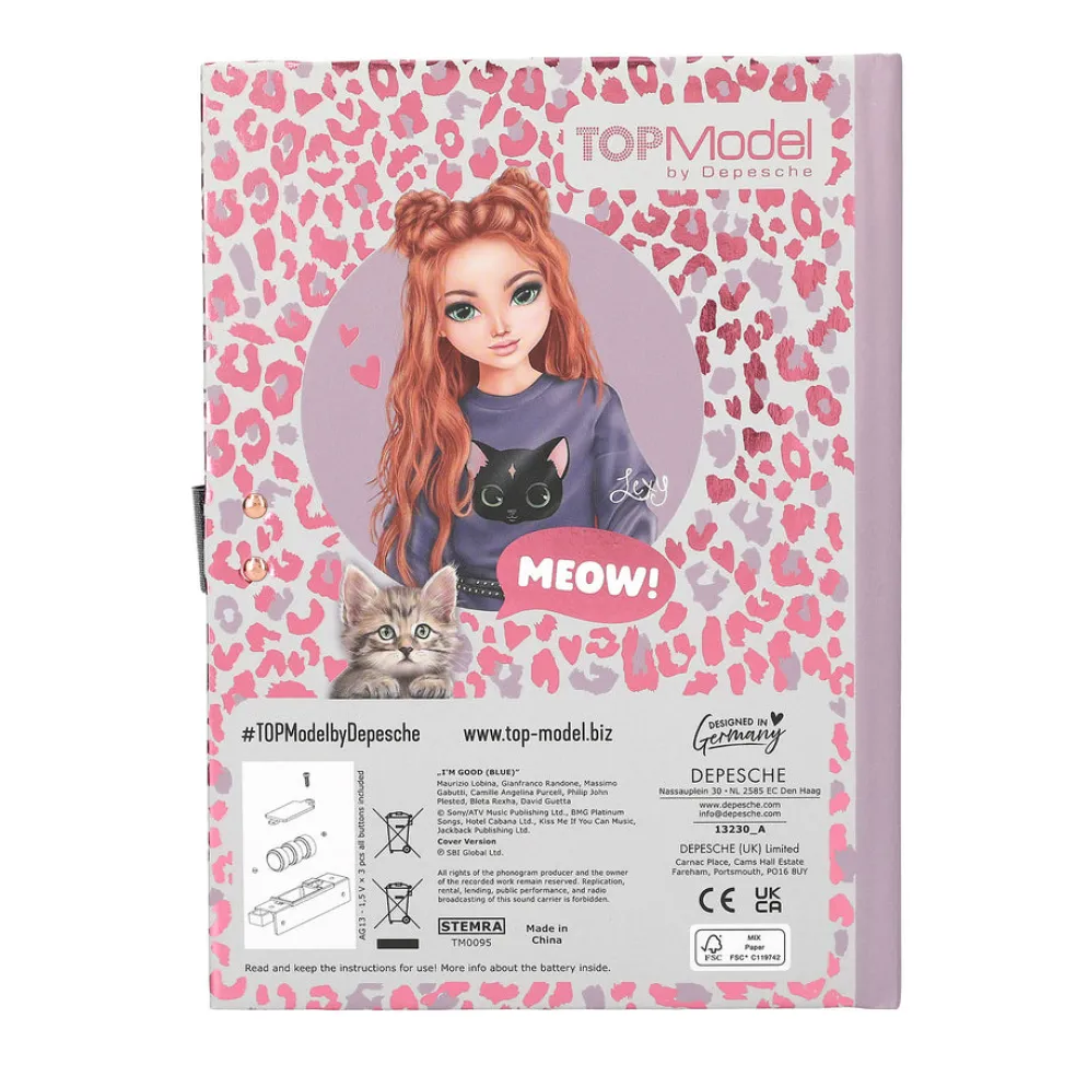 TOPModel Koodillinen & soiva päiväkirja REBEL KITTY